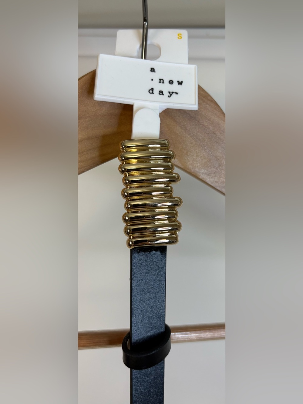 NWT a new day Black Belt with Stacked Gold Ring Detail sz Small